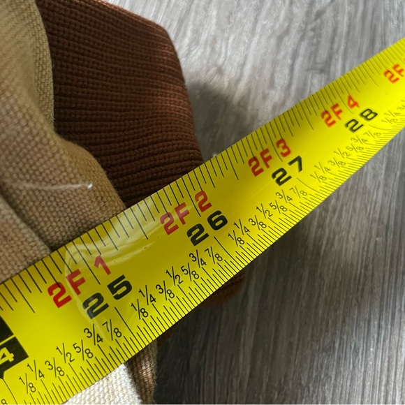 Vintage 80s Carhartt Tan Slightly Distressed Coverals W/Corduroy Collar 46 Short - Picture 12 of 16